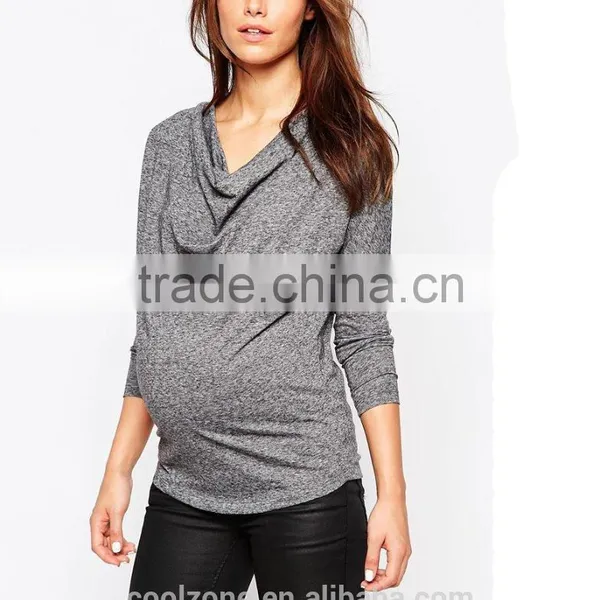 Latest Scoop Cowl Neck Longline Cut Women Tops Maternity Tops Wholesale photo-2