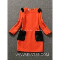 Women Fashion Clothing Wool Winter Dress photo-3