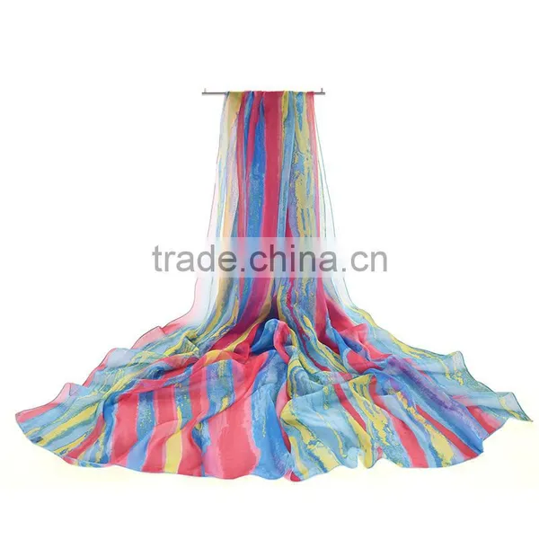 2017 New Sytle Long and Big Shawl Silk Chiffon Scarf Beach Made in China photo-3