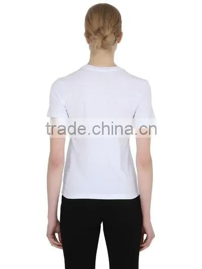 Custom Fashion White Printed T-Shirts Cotton/polyester Girls Fashion White Printed T-Shirts Short Sleeve Slim T Shirts for Women photo-3