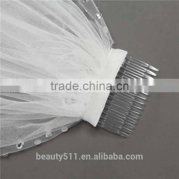 2017 Wholesale Wholesale White Wedding Lace Bridal Veils Long Tulle Veils HL01 photo-3