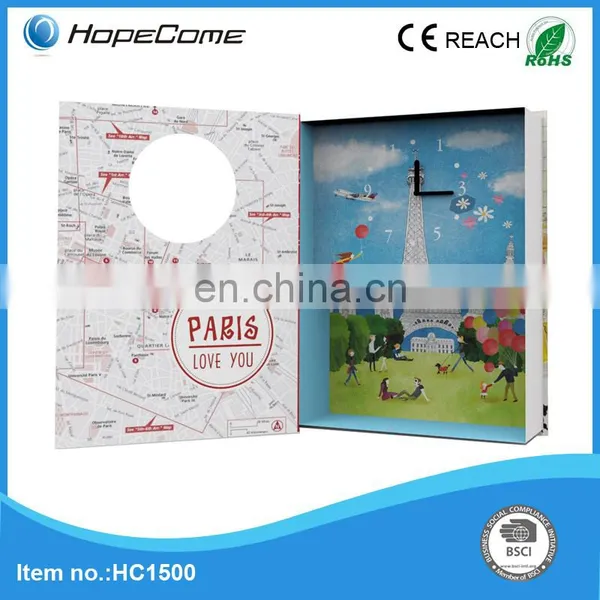 Home decor book stationery large book wall clock atomic wall clock