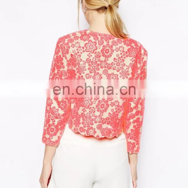 2015 Hot Sale Women Blazer Latest Fashion Ladies Casual Dresses for Flower Jacquard Suit Jacket photo-2
