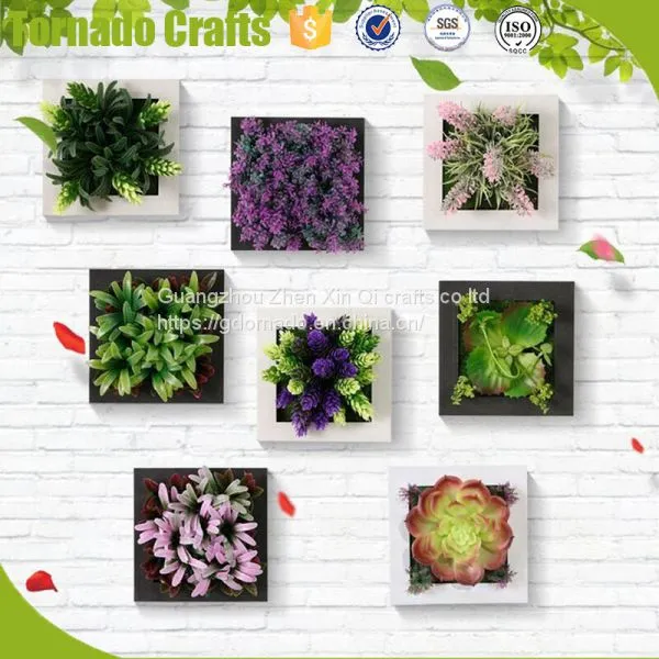 White Creative 3d Metope Succulent Plants Imitation Wooden Photo Frame Wall Decor Artificial Green Decoration photo-5