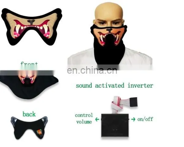 Sound Activated Glow EL Mask Panel Face Mask for Halloween photo-4