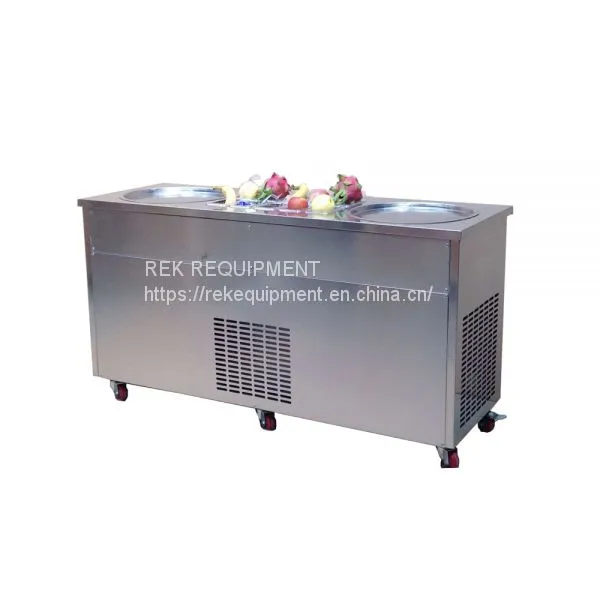 China Wholesale Prices Thai Stir Fry Ice Cream Roll Machine Customized Double Pan Fried Ice Cream Machine For Sale photo-2