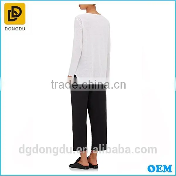 New Fashion Casual Lady Pick Stitched Long Sleeve T Shirt photo-3