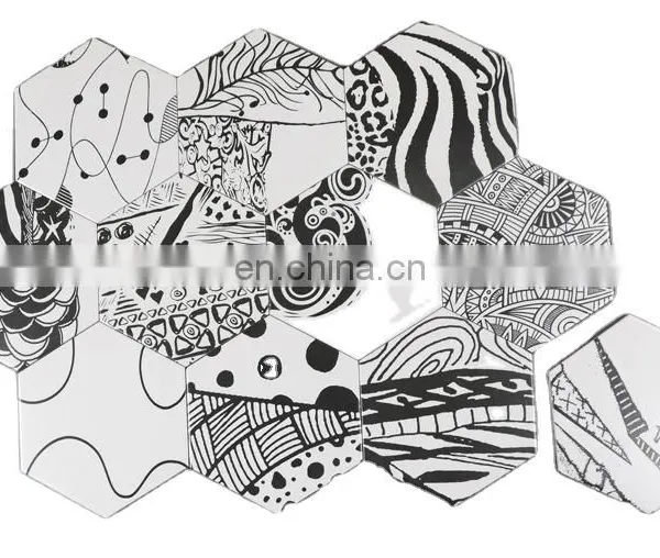 Black and White Van Gogh Plants Art Hexagonal Brick 200 * 230 Nordic Simple Wind Background Wall Decorative Brick photo-2