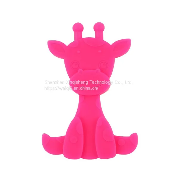 BPA Free Baby Teething Toy Silicone Giraffe Teether Toy Natural Amber and Rubber Giraffe Teething Toy photo-3