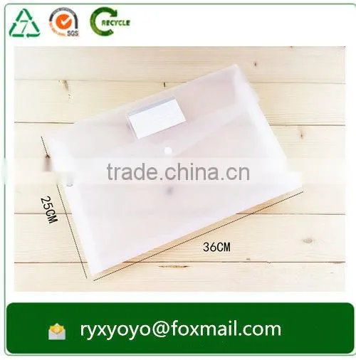 2016 High Quality pp Clear Plastic Document File Bag With Snap Button photo-2