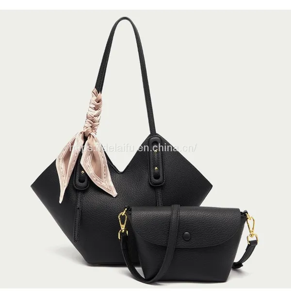 Female Lychee Pattern Senior Sense Large Capacity One-shoulder Tote Bag Two-piece Set photo-2