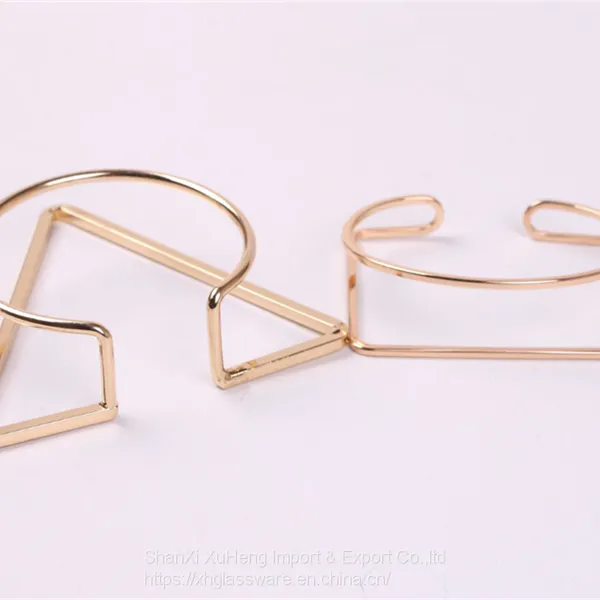 Luxury Gold Geometric Napkin Ring For Party Wedding Restaurant photo-2