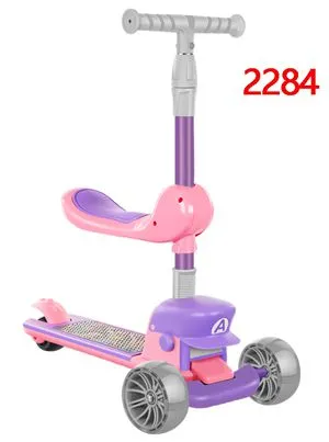 Children's Scooters Children's 3-wheel Music Glowing Folding Toys, Outdoor Sliding Sports, Boys and Girls Kids Kick