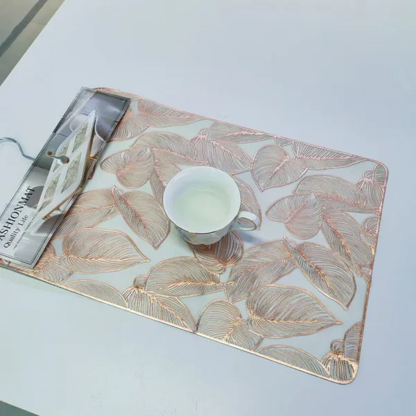 Beautiful Vinyl Placemats Set of 6 Non-Slip Heat Resistant Washable Vinyl Table Mats for Kitchen Dining photo-4