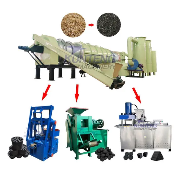Charcoal Making Drum Kiln Charcoal Briquette Making Machine Using Saw Dust Production Line EPC