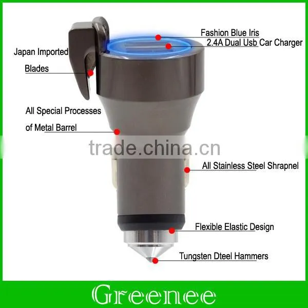Newest Multifunction Car Charger Dual USB Tungsten Steel Safe Hammers for IPhone 6 6S Plus and Smartphones photo-4