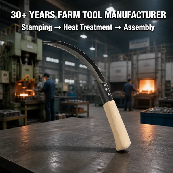 Crop Harvesting Sickle Curved Carbon Steel Blade Heat Treated Edge Wooden Handle Farm Tool For Africa Nigeria Export photo-4