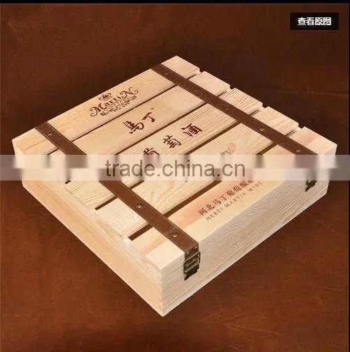 4 Bottles Pine Wood Wine Box Wooden Wine Bottle Gift Box photo-2