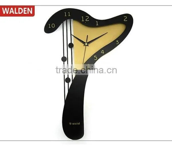 Harp Shaped Creative Fashion Quartz Analog Wooden Wall Clock