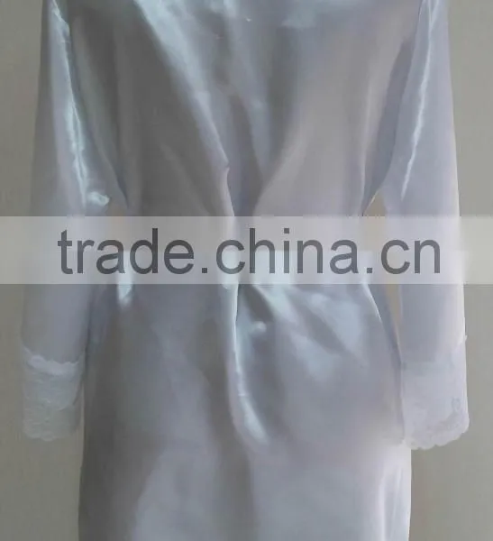 Comfortable Women White Satin Lace Robe photo-4