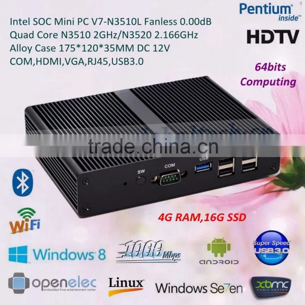 Mini PC Desktop Computer With Pentium Quad Core N3510 N3520 HD Graphics 500G Harddisk 2G RAM photo-4