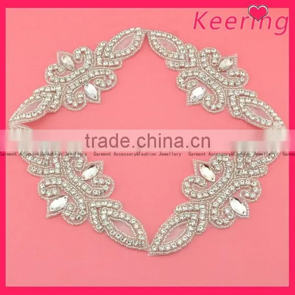 Fancy Shiny Rhinestone Appliques Iron on Sash WRA-385 photo-4