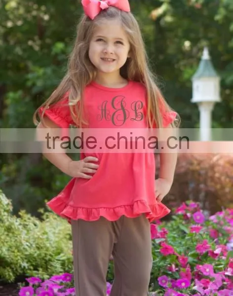 Beautiful Baby Long Sleeve Top Childs Blank White t Shirt Ruffles With Ruffle Pant Set photo-5