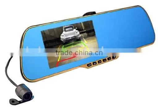 Supplier 5" TFT LCD Screen Night Vistion Dual Cams Rearview Mirror HD Car DVR photo-2