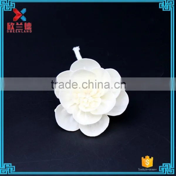 2015 New Design 8cm Hand White Camellia Sola Wood Flower for Home Decoration photo-2