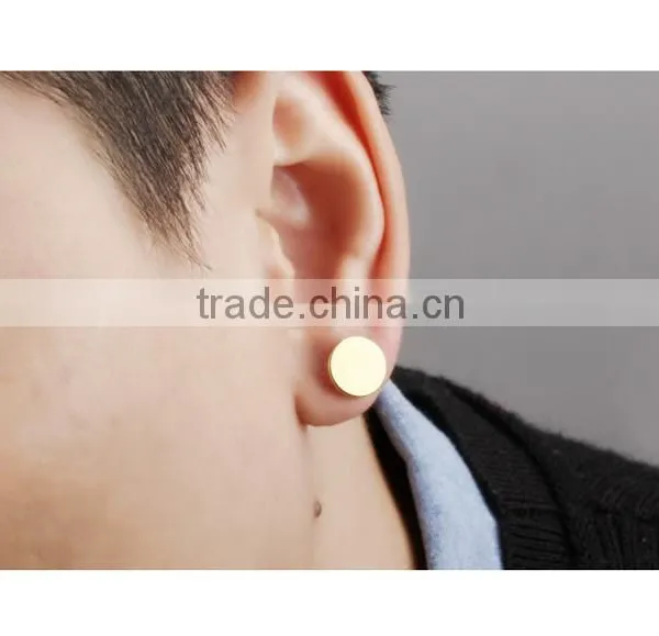 in Stock Stainless Steel Men Double Pin Gold Plated Earrings photo-6