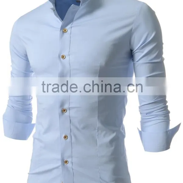 Men's Cotton Button up Shirt,2015 Men's T/C Long Sleeve Jacquard Shirt photo-2