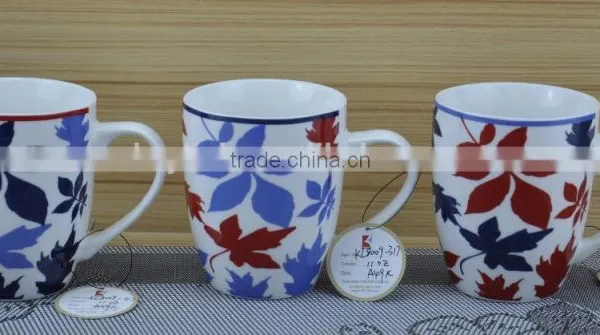 14OZ Flower With Dot Design Decal Printed Coffee Cups, Shiny Surface Porcelain Mug, KL5001-A403 photo-3
