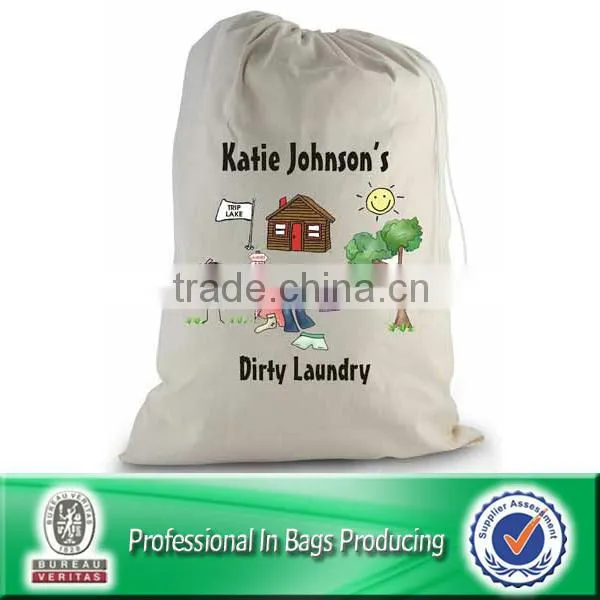 Nice Workmanship Drawstring Canvas Disposable Hotel Laundry Cloth Drawstring Bags photo-2