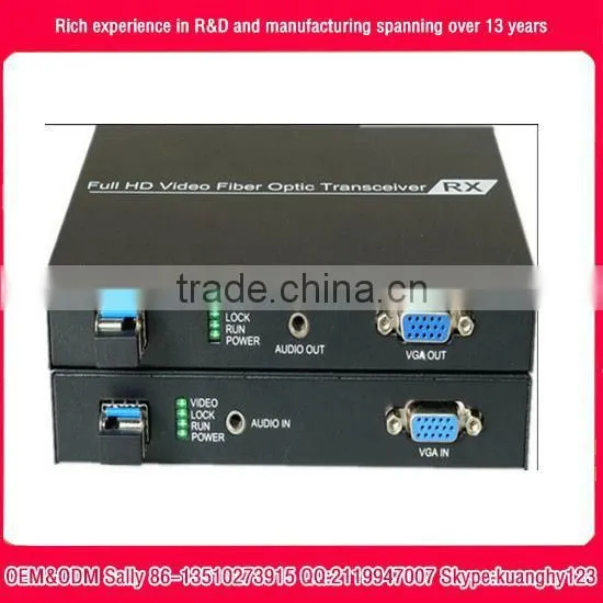 1 Channel VGA Over Fiber Optic Video Converter Transmitter and Receiver Set