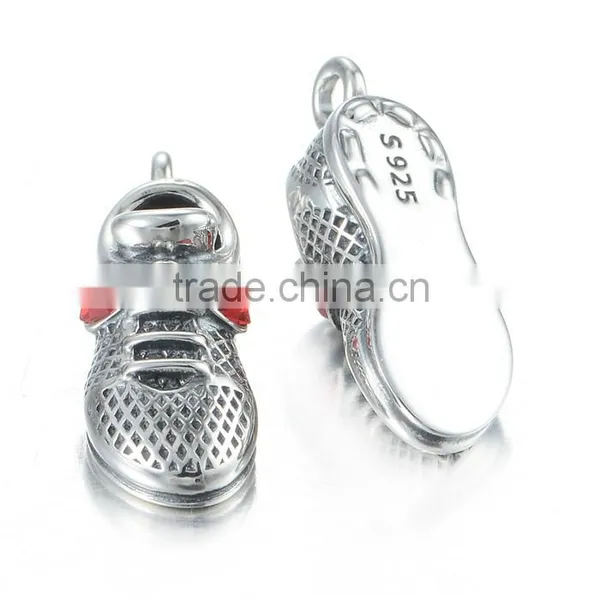 Antique Sporting Shoes Model Necklace Pendant Charms Silver Jewelry photo-4