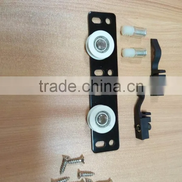 Black Steel and PA6 Sliding Door Hardware for Wooden Wardrobe Max Door Weight 25kg photo-5