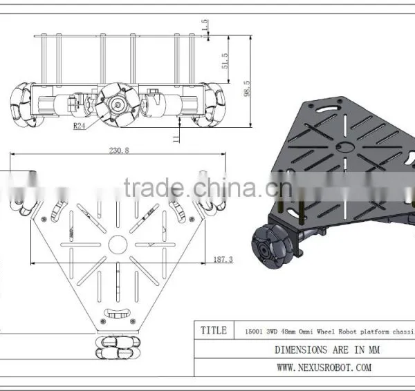 3WD 48mm Omni Wheel Robot Platform Chassis 15001S photo-3
