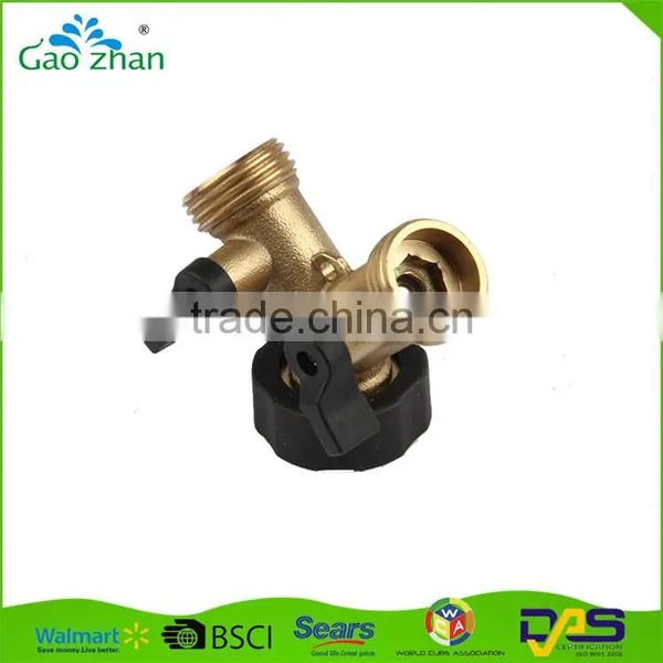 2 Way Brass Hose Connector, Y Shape Connector Valves Control Valve Garden Accessories, Brass Quick Connector photo-2