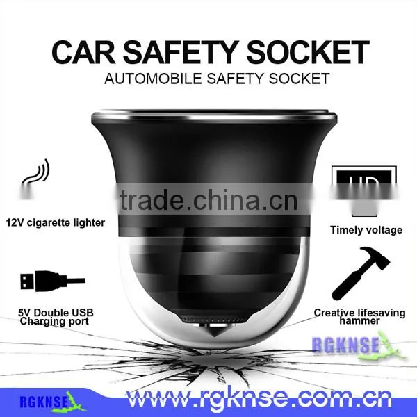 2017 Double Cigarette Car Cigarette Lighter Socket Dual Usb Car Charger With Resqme Car Escape Tool Safety Seat Belt Cutter photo-6