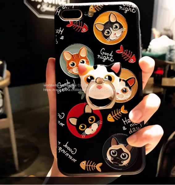Cartoon Cell Phone Case Silicone Mobile Phone Cases for IPhone7/7Plus/6/6s/6plus/6splus With Finger Ring Stand Holder photo-5