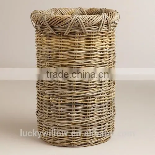 Rustic Round Wicker Umbrella Stand Basket photo-3