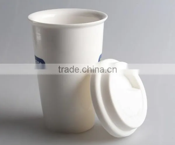 No Handle Custom Ceramic Travel Coffee Mug With Silicone Lid photo-4