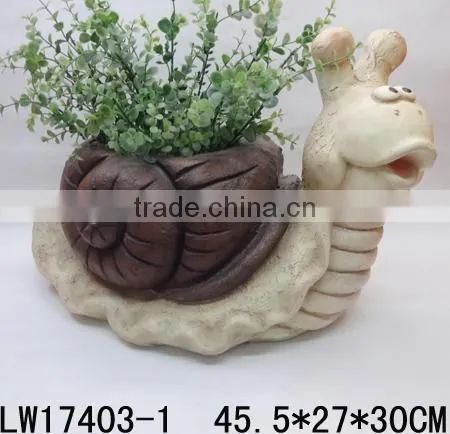 Finely Processed Newly Polyresin Craft Lovely Style Resin Animals Snail Flowerpot photo-2