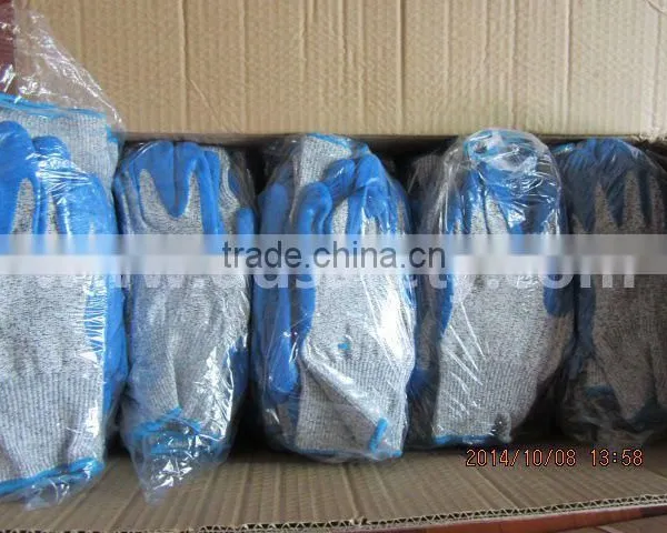 DDSAFETY 2017 Blue Latex Crinkle Coated Cut Resistance Glove photo-2