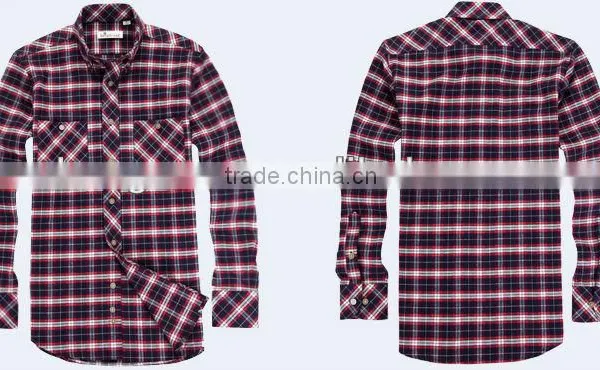 Men's 100% Cotton Twill Plaids Flannel Fashion Shirt With Long Sleeves photo-2