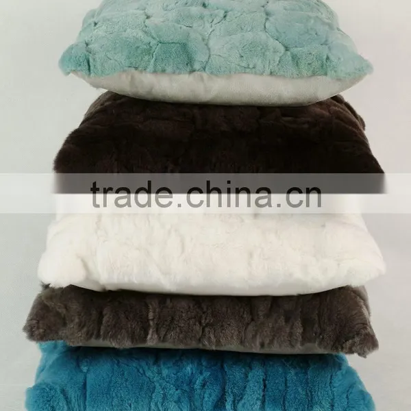 CX-D-22B Wholesale Price Cheap And Fine Genuine Rabbit Fur Pillow Case Cushion Cover photo-5