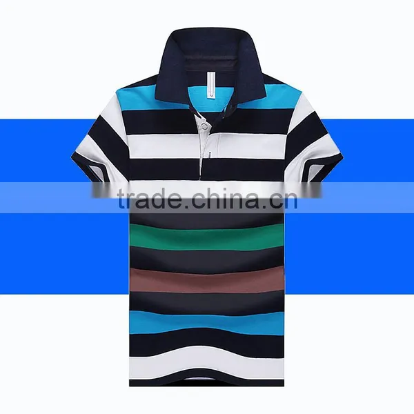 Wholesale Custom Polo T Shirt 2016 New Design Cotton Short Casual Striped Slim Contrast Color Men's Polo Shirt photo-4