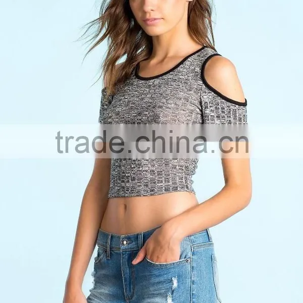 Ribbed Cold Shoulder Trend Crop Top Women Tank Tops in Bulk photo-4