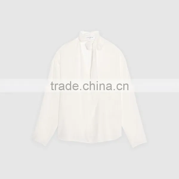 NEWEST DESIGN Nice Fastening at the Collar Women V-neck and Long Sleeve Blouse photo-6