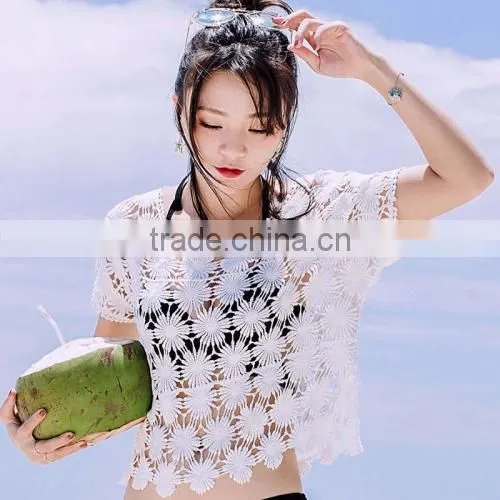 Short Sleeve Blouses Sexy Women See Through Blouses photo-3